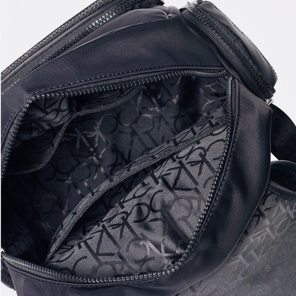 CALVIN KLEIN LOGO NYLON ATHLEISURE BACKPACK BLACK - Picture 7 of 8